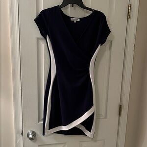 Crave Fame Navy and White Asymmetrical Dress